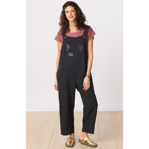 Roshni Cotton Double Gauze Overalls - Black Roshni Cotton Double Gauze Overalls - Black