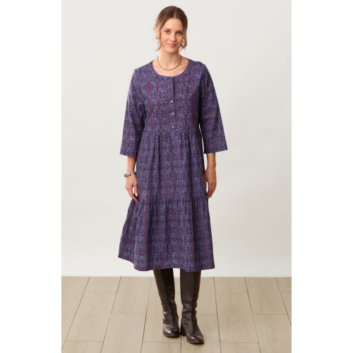 Kashvi Tiered Organic Cotton Midi Dress - Celestial/Multi Kashvi Tiered Organic Cotton Midi Dress - Celestial/Multi